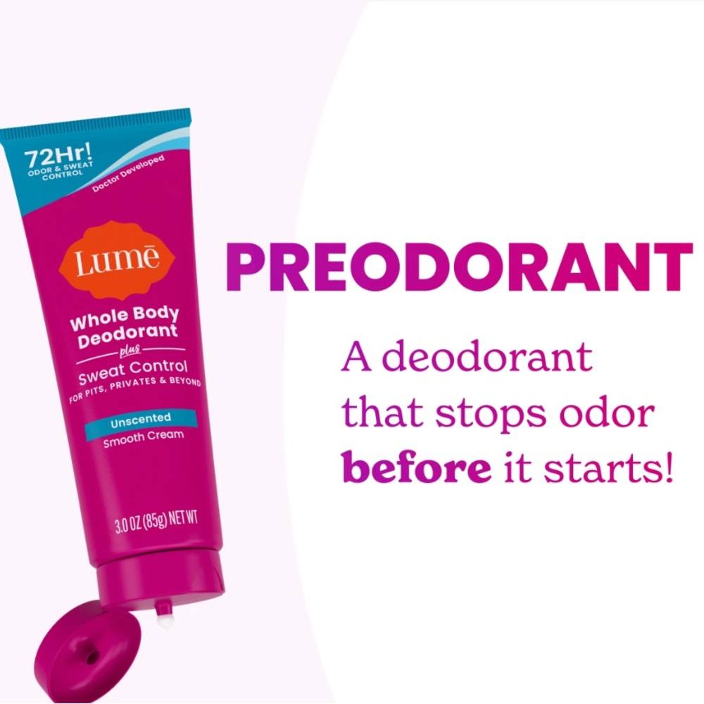 NEW Lume Whole Body Deodorant Plus Sweat Control - Smooth Cream Tube